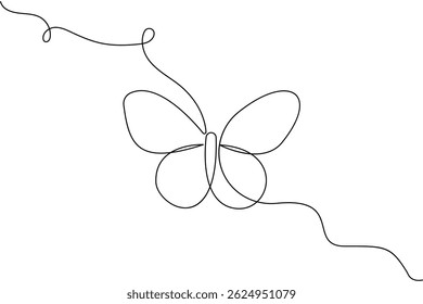 Butterfly continuous one line drawing minimalist unique vector illustration 
