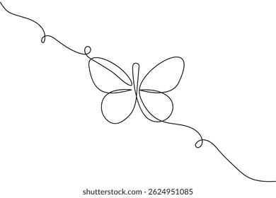 Butterfly continuous one line drawing minimalist unique vector illustration 

