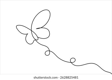 Butterfly continuous one line drawing minimalist unique vector illustration 

