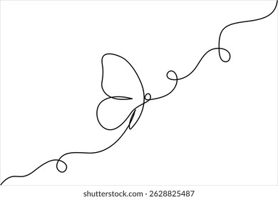 Butterfly continuous one line drawing minimalist unique vector illustration 
