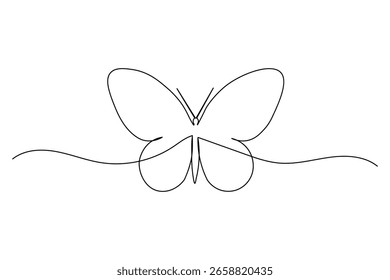  Mariposa continua una línea de dibujo de fondo blanco