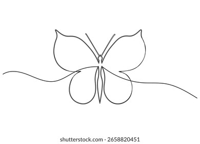 Butterfly continuous one line drawing white background