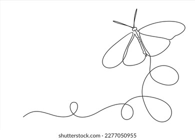 butterfly in continuous one line isolated on white background. Wellbeing beauty or spa salon logo concept.