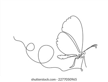 butterfly in continuous one line isolated on white background. Wellbeing beauty or spa salon logo concept.