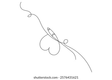 Butterfly continuous one single line drawing of Nature mushroom vector icon