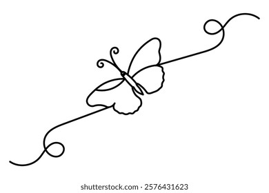 Butterfly continuous one single line drawing of Nature mushroom vector icon