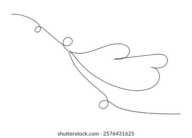 Butterfly continuous one single line drawing of Nature mushroom vector icon
