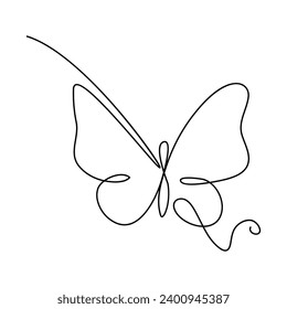 Butterfly continuous single line art outline Vector illustration and minimalist simple drawing on white background
