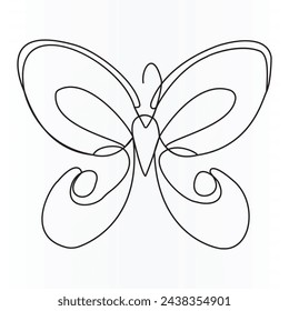 Diseño de arte de una sola línea continua de mariposa