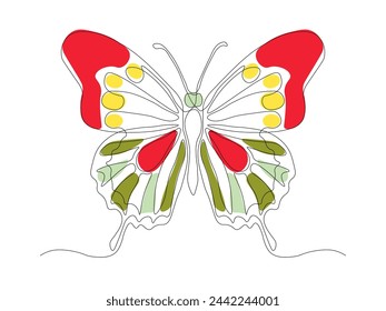 butterfly continuous single line art hand drawing sketch