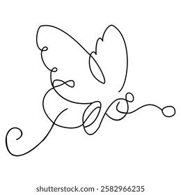 Butterfly continuous single line art