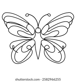 Butterfly continuous single line art