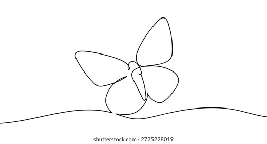 Mariposa, arte de una sola línea continua. Ilustración vectorial minimalista sobre fondo transparente
