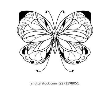 Butterfly. Contour illustration of an insect.Coloring page. Coloring.Vector.