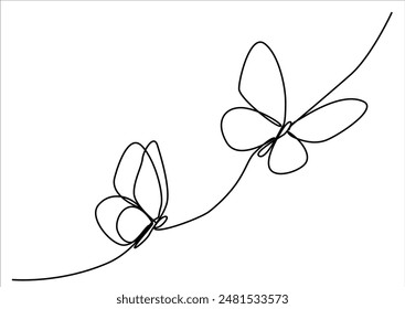 butterfly contour line stroke vectoral