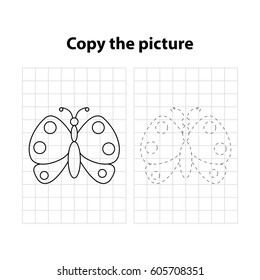 butterfly, copy the picture, game for children