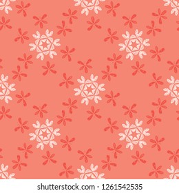 Butterfly Coral Star Flower Blooms. All Over Print Vector. Lacy Floral Seamless Repeating Pattern Backdrop. Hand Drawn Textured Fashion Print, Stylized Wallpaper, Pretty Stationery, Trendy Packaging.