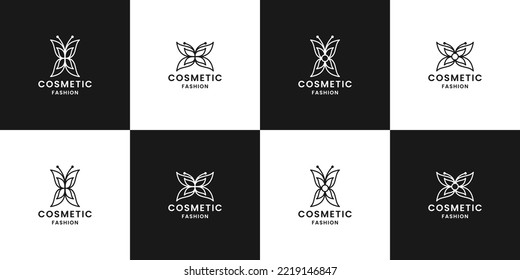 butterfly cosmetic logo design bundle for label cosmetic