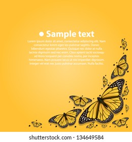 butterfly cover yellow background,  Vector illustration