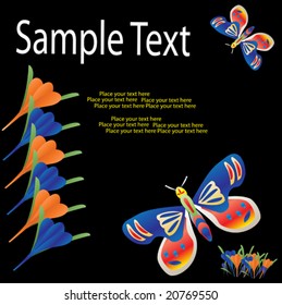 Butterfly and Crocus Vector Background