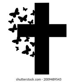 Butterfly Cross. Vector illustration. Isolated on white background. Good for posters, t shirts, postcards.