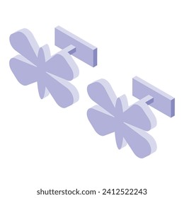 Vector isométrico del icono de los enlaces de mariposa. El lujo. Regalo de camisa de oro