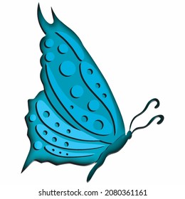 butterfly cut out of paper on full color. Abstract design. Vector illustration.