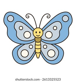 BUTTERFLY cute animal illustration outline doodle simple kawaii Japanese style drawing kiddy icon minimalist symbol isolated 
