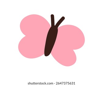 Butterfly, cute flying insect with wings, antennae. Adorable sweet moth flies, simple doodle style. Summer nature. Kids childish flat graphic vector illustration isolated on white background