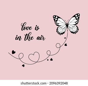 Butterfly with Cute Hearts, Vector Design, Fashion, Poster, Card, Sticker, Phone Case, Wall Art, Tattoo, Tattoo Butterfly, Boho Butterfly, Cute Hearts