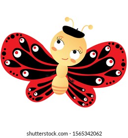 Butterfly cute vector 
children's illustration