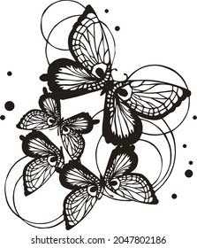 Butterfly cutout style monochrome illustration