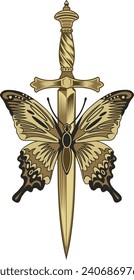 butterfly and dagger tattoo design