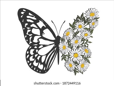 butterfly daisy  calligraphy banner with swashes for fashion graphics, t shirt prints, posters etc
stationery,mug,t shirt,phone case  fashion style trend spring summer print 