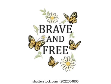 butterfly and daisy vector art design