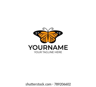 Butterfly danaida monarch logo template. Insect vector design. Animal illustration