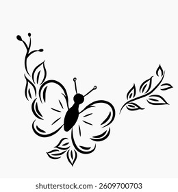 Butterfly decorative corner border graphic illustration