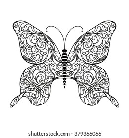Butterfly. Decorative ornament in doodle style