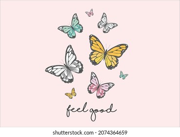 butterfly decorative quote hand drawn vector art