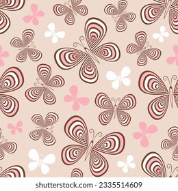 Butterfly decorative seamless patterns. Butterflies background. Vector illustration Design for web, wrapping, wallpaper, cover, textile, print, fabric