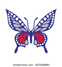 butterfly design for clothes. isolated embroidered insect vector. coloring