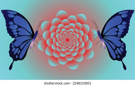 Diseño de mariposa con arte vectorial de flores para tu diseño gráfico, diseño abstracto con mariposa y flor para la página de libros moderna, papel tapiz infantil, diseño de pared