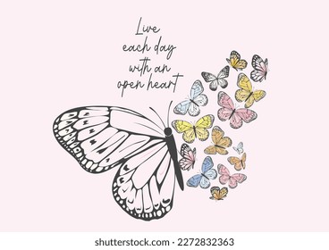 butterfly design hand drawn vector