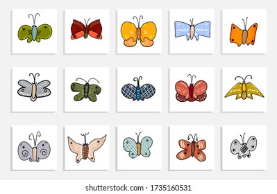 butterfly design isolated vector set