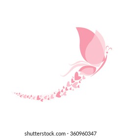 Butterfly design of love on white background for valentines day and wedding or other celebration