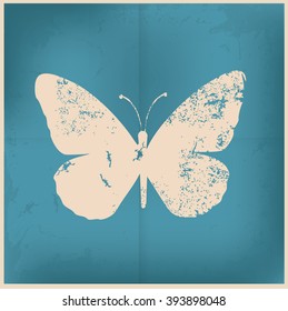 Butterfly design on old paper background, vector