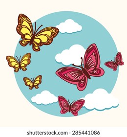 Butterfly design over white background, vector illustration.