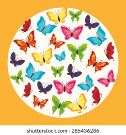 Butterfly design over yellow background, vector illustration.