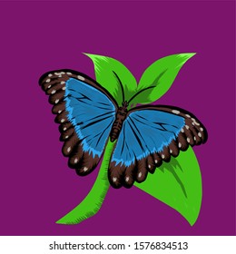 Butterfly design perched on a leaf.