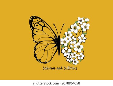 butterfly design vector at hand drawn